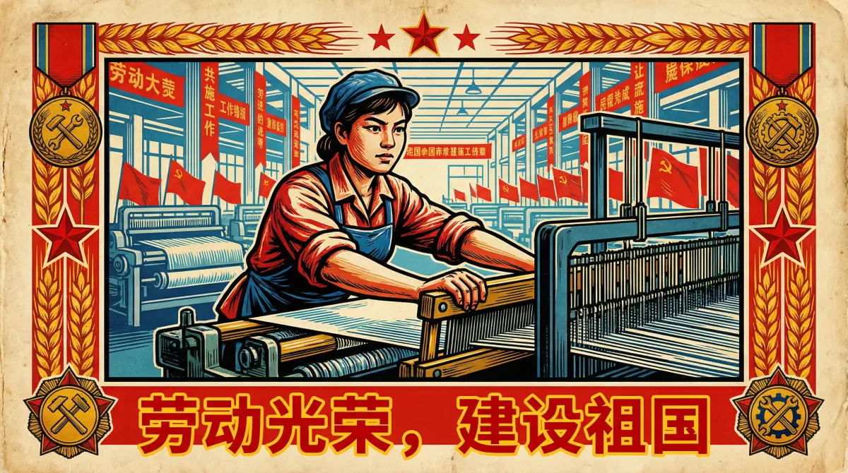 纺织女工宣传画 - 51吃瓜官网 巾帼劳模